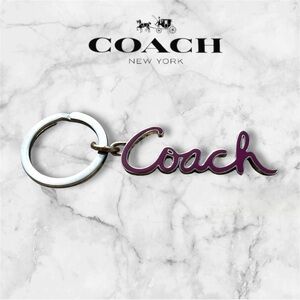 Coach Purple Script Silver Key Holder
